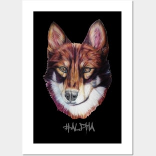 alpha wolf head Posters and Art